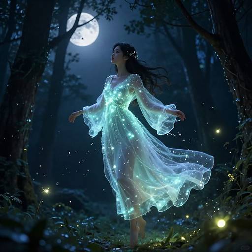 Magical Nightgown in Moonlit Forest