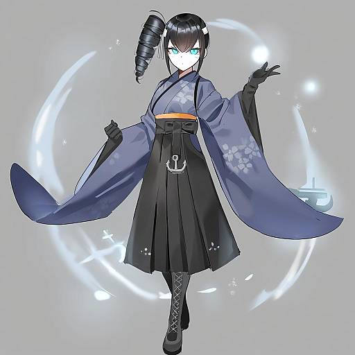 Illustration of Ancient destroyer oni, kantai collection in the style of Joman