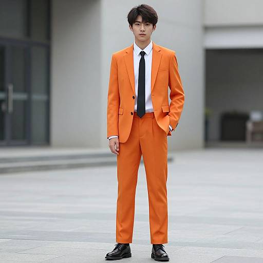 Realistic Male in Tangerine Suit