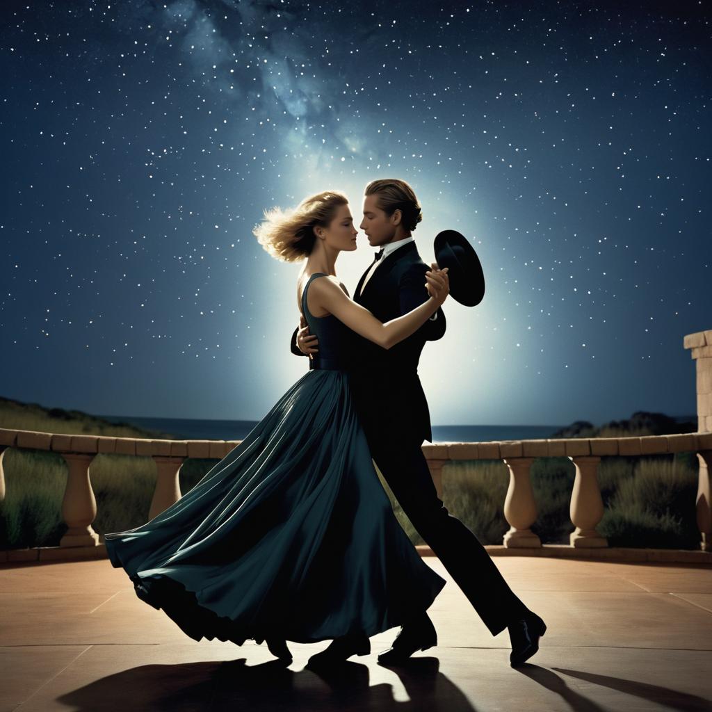 Couple Dancing Under the Stars in Vintage Style