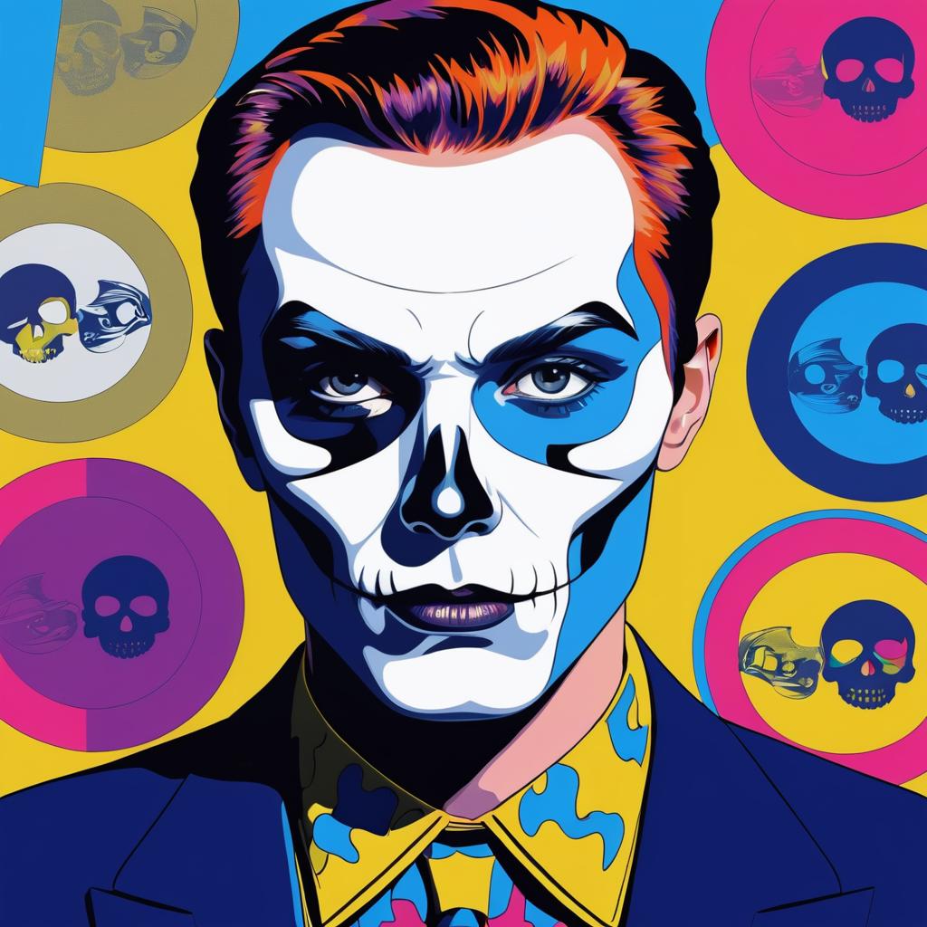 Pop Art Portrait of Skull-Faced Man