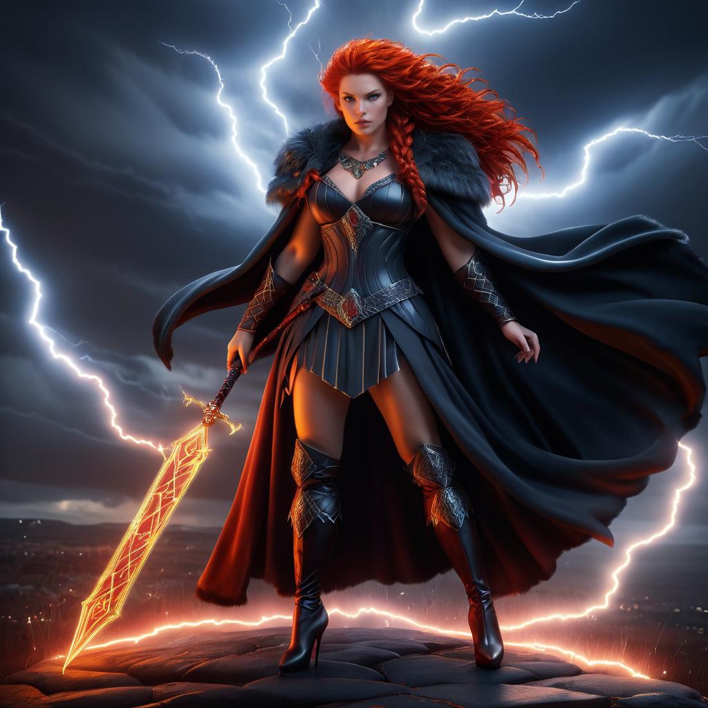 Fiery Norse Goddess in Majestic Form