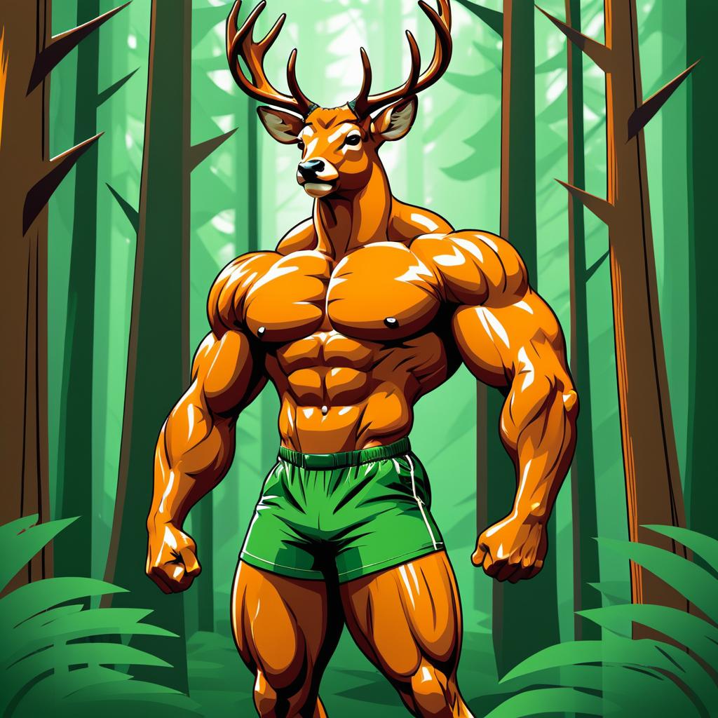 Buffed Deer in Tranquil Forest Scene