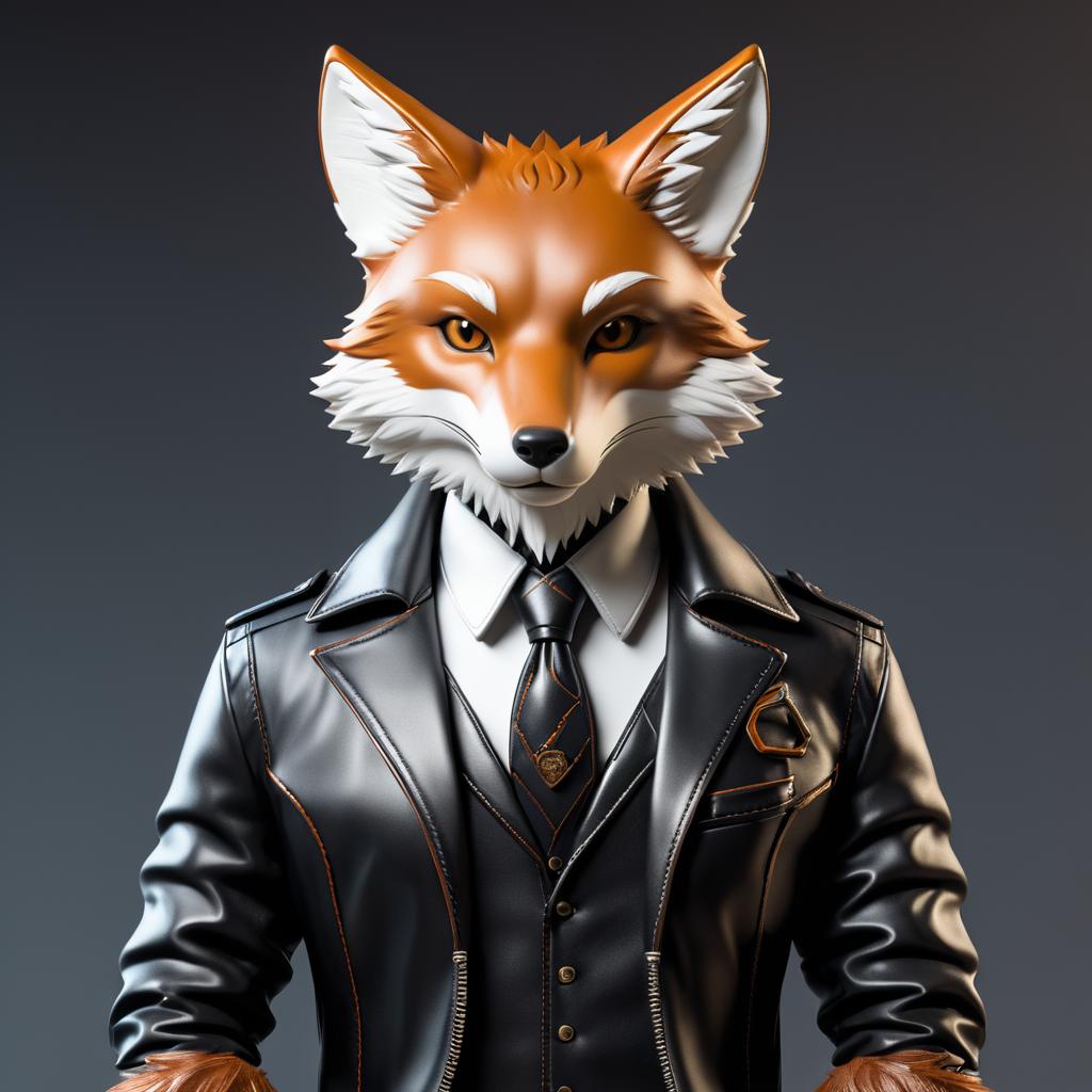 Stylish Anthropomorphic Fox in Leather Jacket