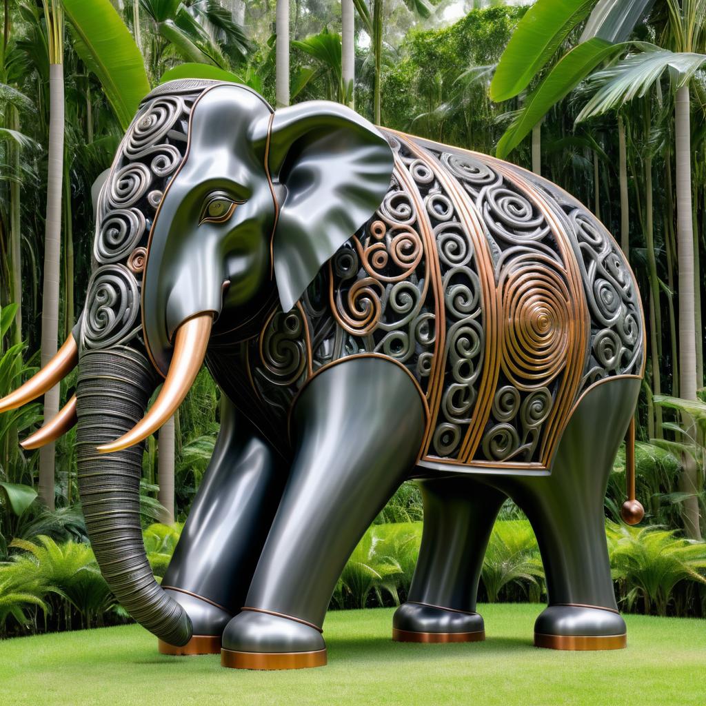 Majestic Metal Elephant Sculpture Design