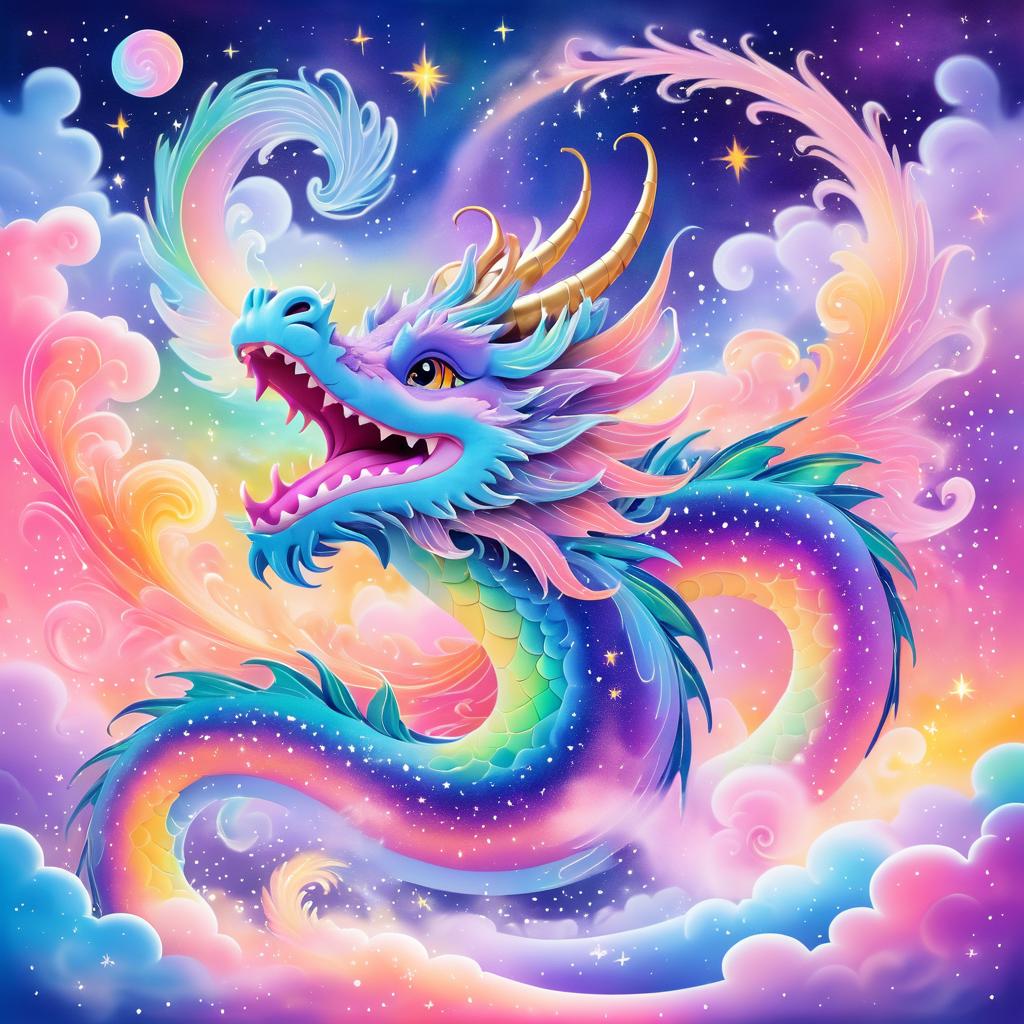 Whimsical Dragon in Magical Sunset