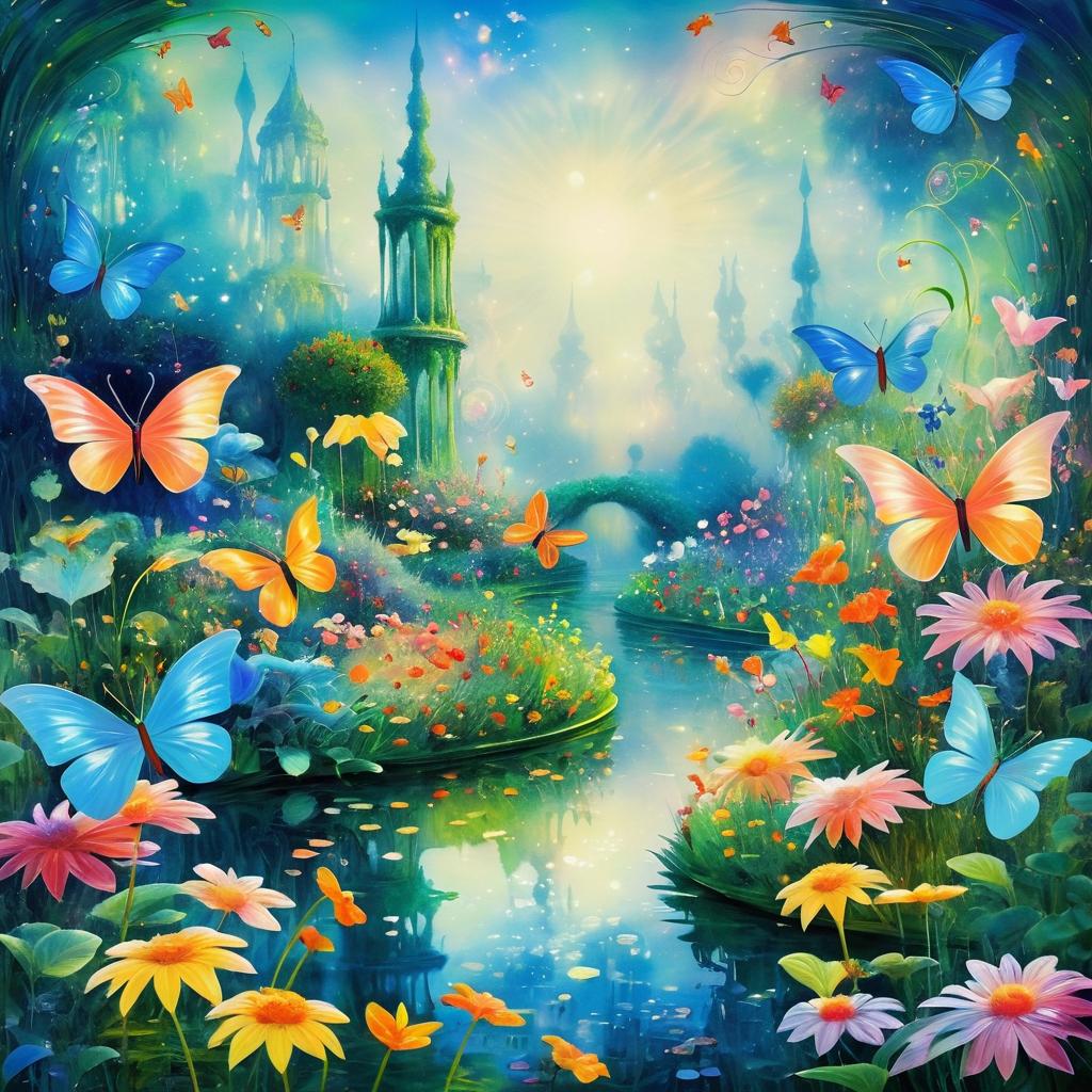 Dreamlike Butterfly Garden Painting