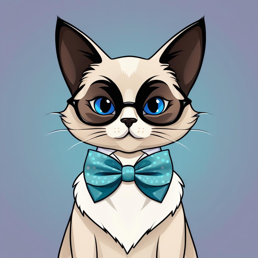 Cartoon Siamese Cat Birthday Celebration