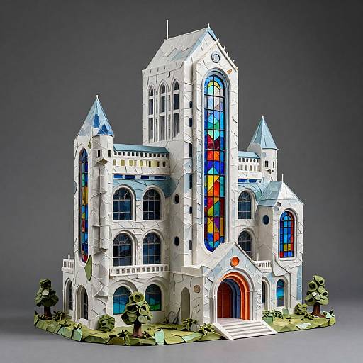 Escher-Inspired Futuristic Paper Mache Building