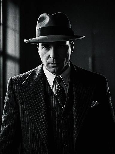 Man in Pinstripe Suit and Fedora Hat