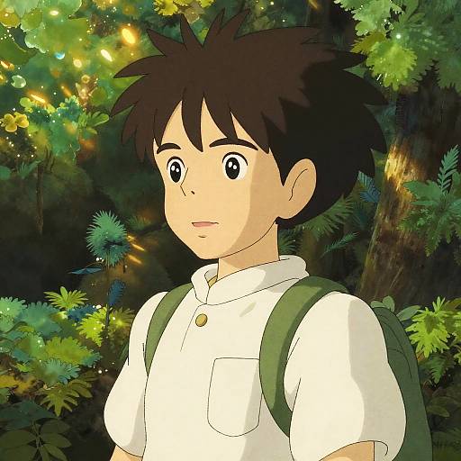 Studio Ghibli Inspired Young Character in Forest