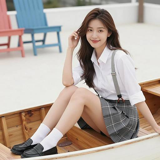 Charming Asian Woman in Boat Setting