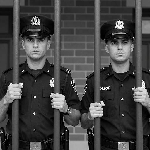 Intense Black and White Police Portrait