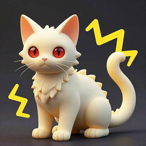 3D Dragon-Inspired Cat Figurine with Red Eyes