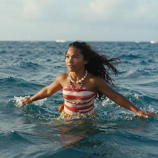 Woman in Ocean with Flowing Hair