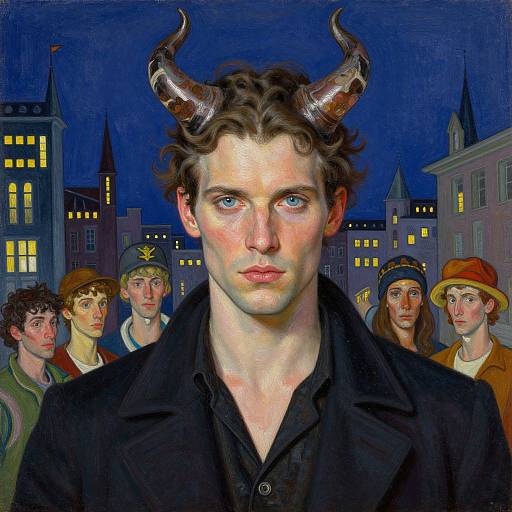 Mysterious Devil-Horned Man Portrait