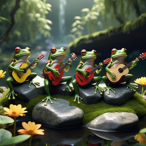 Frogs Rock Band in Eco Attire Frogs Rock Band in Eco Attire