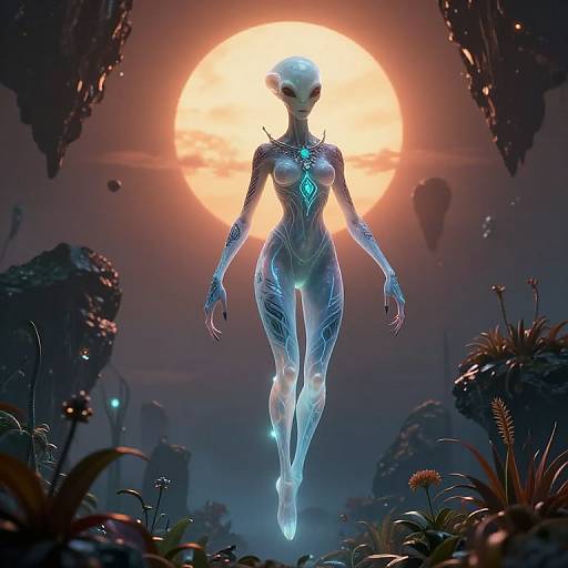 Mysterious Alien OC in Ethereal Landscape