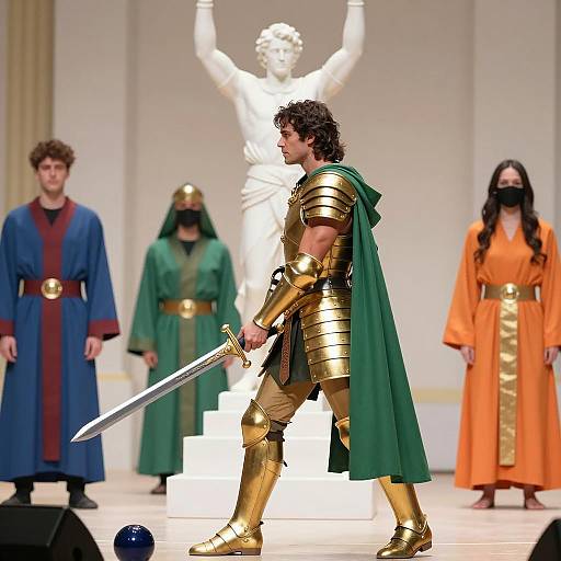 Heroic Scene with Muscular Warrior