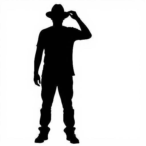 Minimalistic Silhouette of a Man in Hat