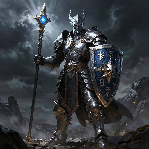 Stern Duergar Paladin on Rocky Terrain