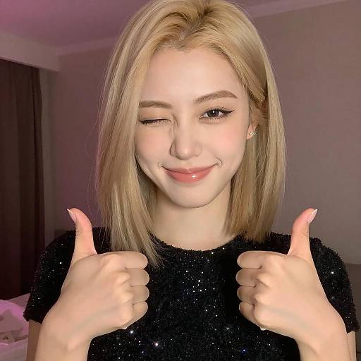 Young Woman Smiling with Thumbs Up