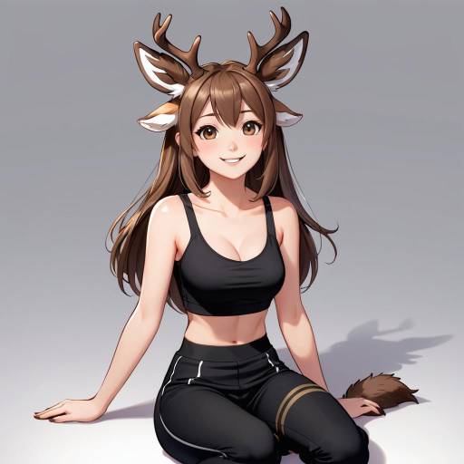 Serene Deer Girl with Animal Features Serene Deer Girl with Animal Features