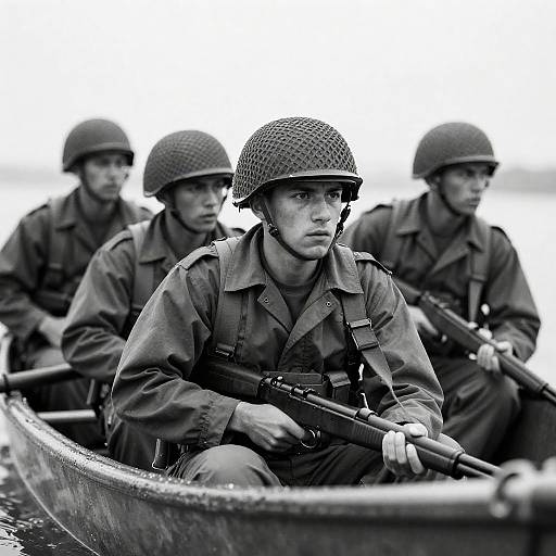 Dramatic Black-and-White Soldier Scene