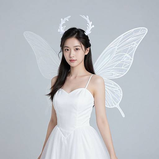 Woman in White Fairy Costume