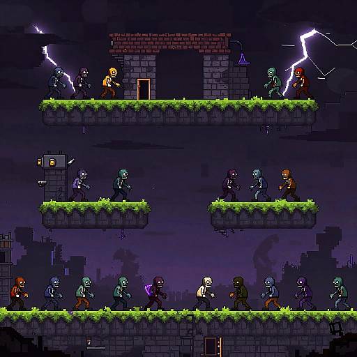 Pixel Art Zombie Platformer Level