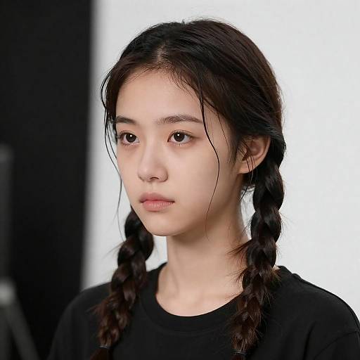 Moody Portrait: Young Woman with Wet Braids