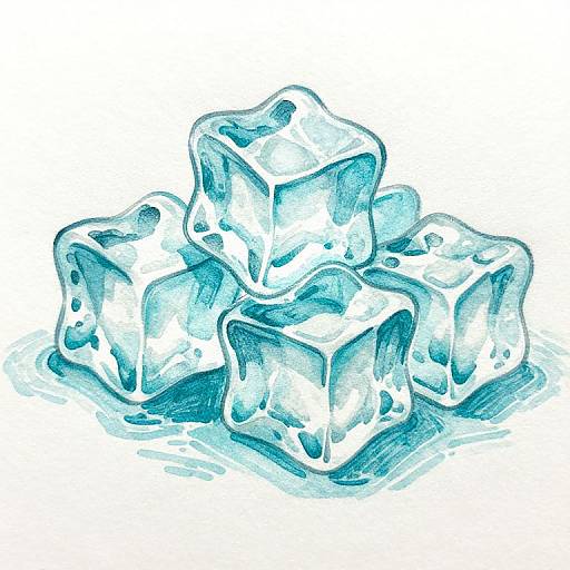 Teal Ice Cubes on Textured Paper