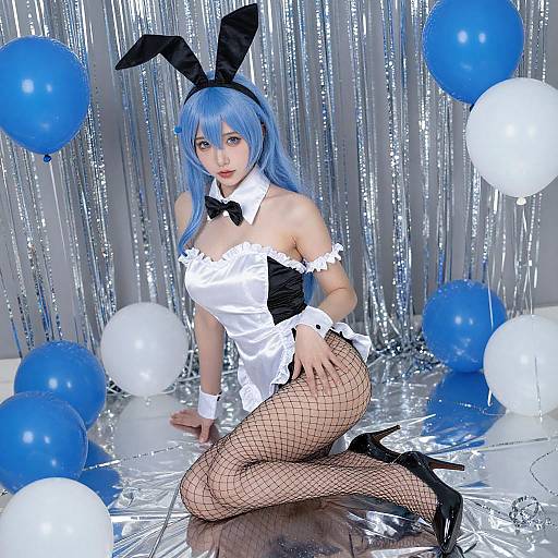 Seductive Woman in Bunny Maid Outfit