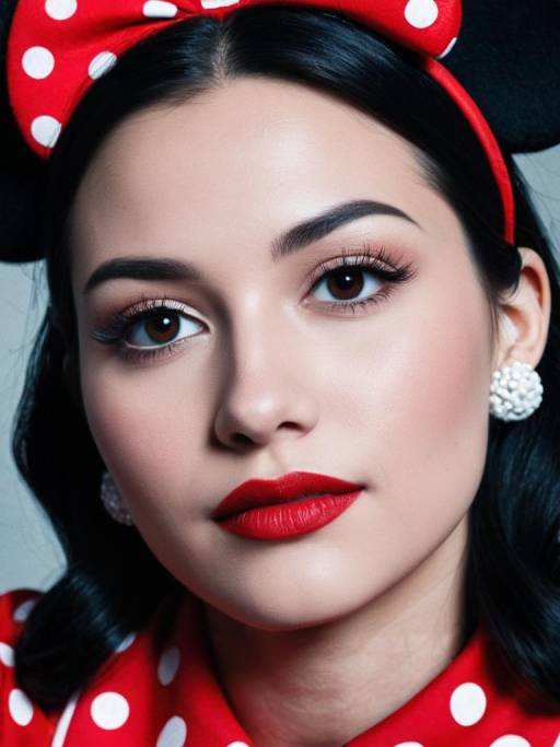 Woman in Minnie Mouse Costume Close-Up