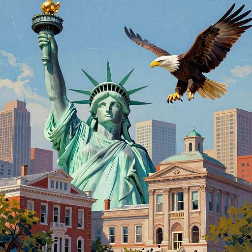 Surreal U.S. Symbols in Vibrant Art