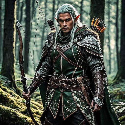 Noble Elf Archer in Forest Armor