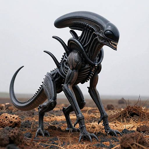 Reptilian Alien in Volcanic Marsh