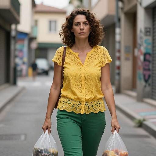 Serious Woman in Urban Graffiti Setting