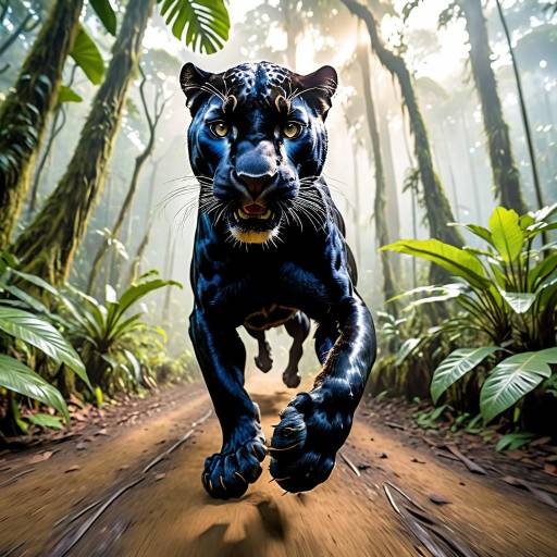Black Panther Running in Jungle