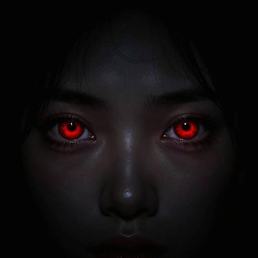 Eerie Red Eyes in Darkness