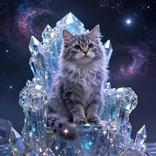 Majestic Cosmic Cat on Star Throne