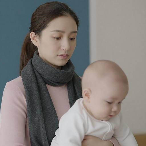 Woman Holding Baby Indoors
