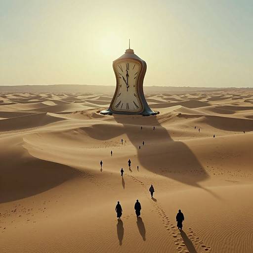Surreal Desert with Melting Clock