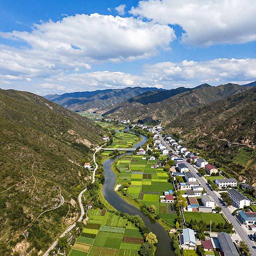Vibrant Aerial Rural Landscape View
