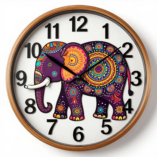Colorful Elephant Mandala Wall Clock