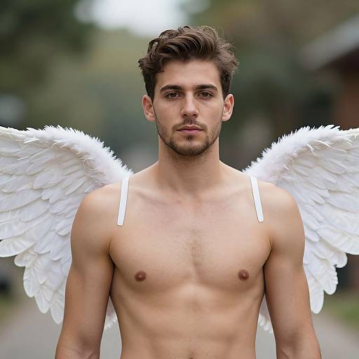 Realistic Male Cupid with Wings