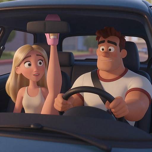 Dynamic Car Scene with Engaging Characters