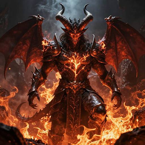 Fierce Demonic Lord Belial in Flames