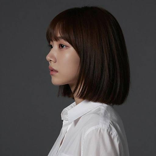 Profile Portrait of Asian Woman with Bobo Hair