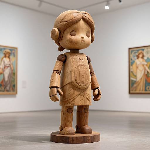 Photorealistic Wooden Roman Goddess Robot